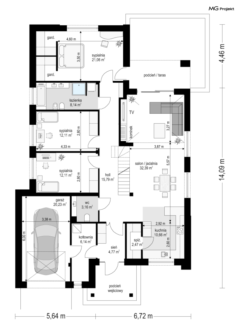 Parterowy Wąski 2 wariant B